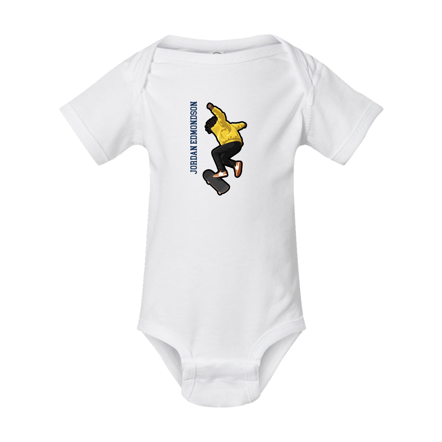 Baby Onesie — Name Vertical in White