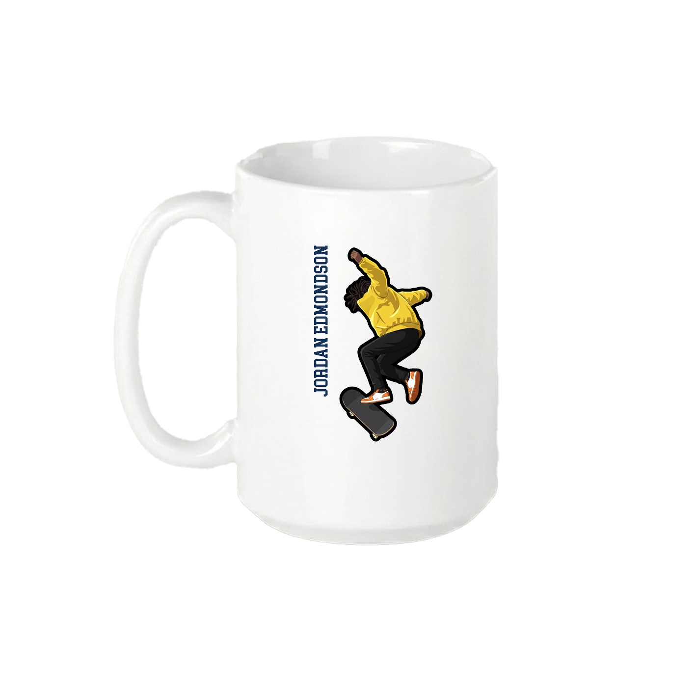 15oz Coffee Mug — Name Vertical in White