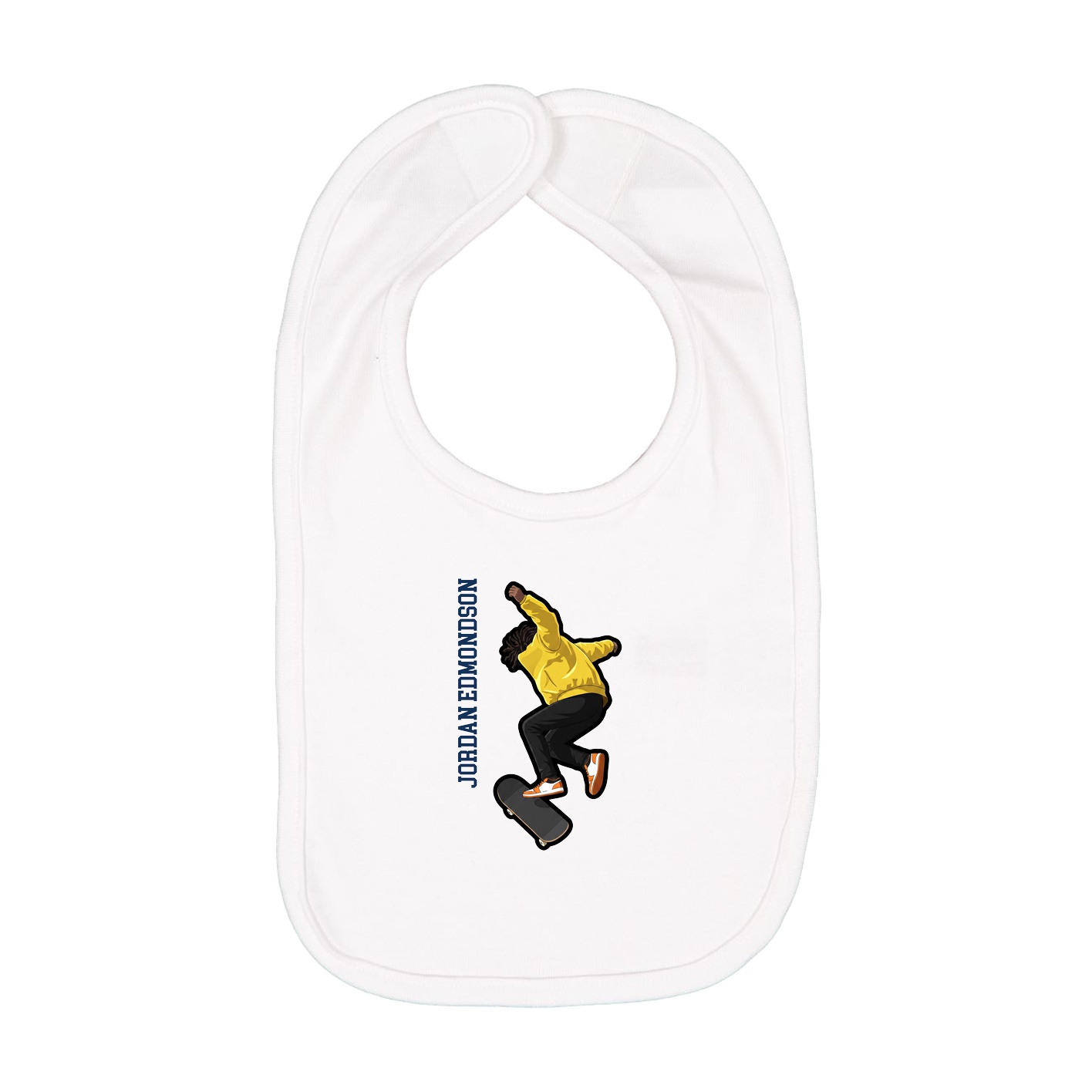 Infant Bib — Name Vertical in White