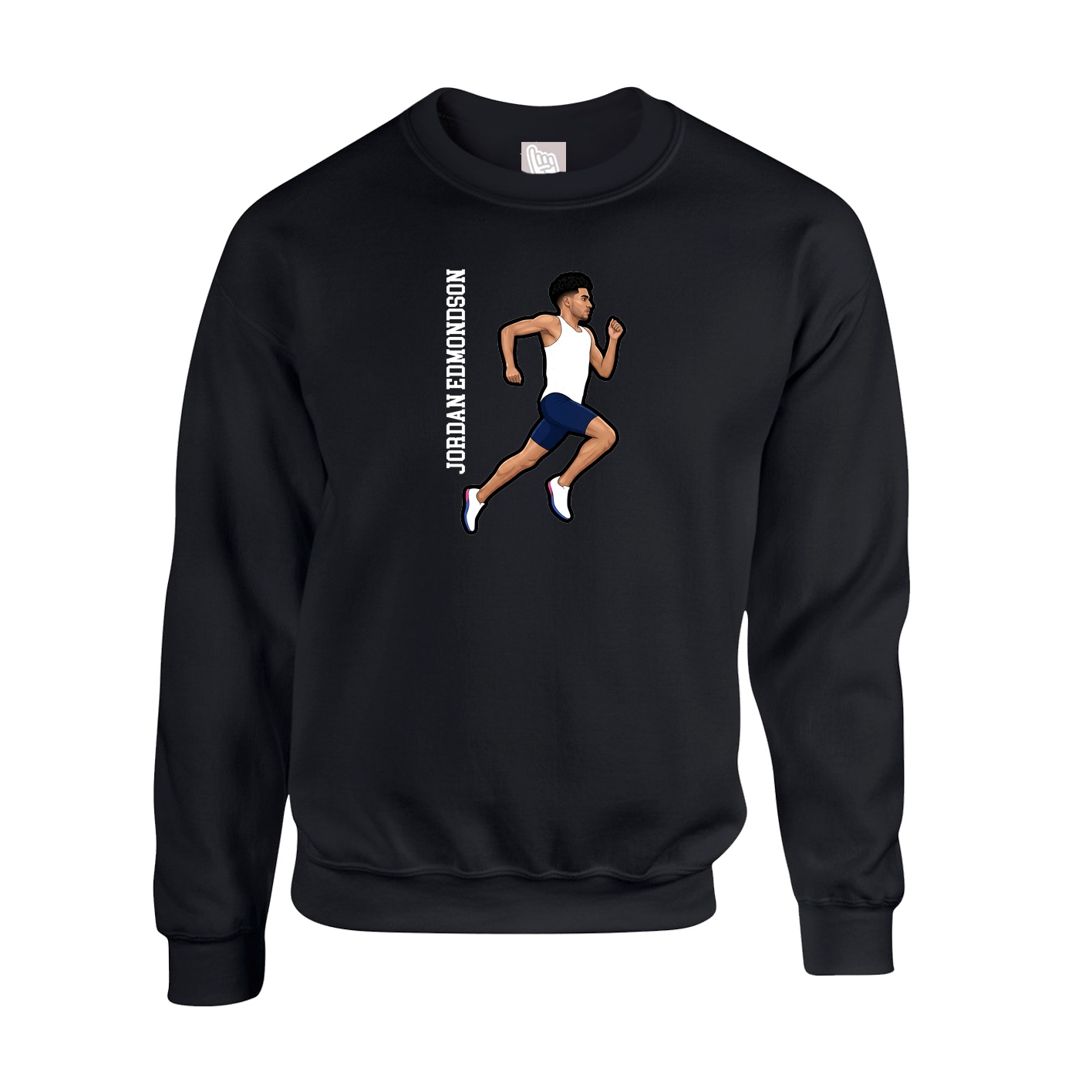 Fleece Crew — Name Vertical in Black