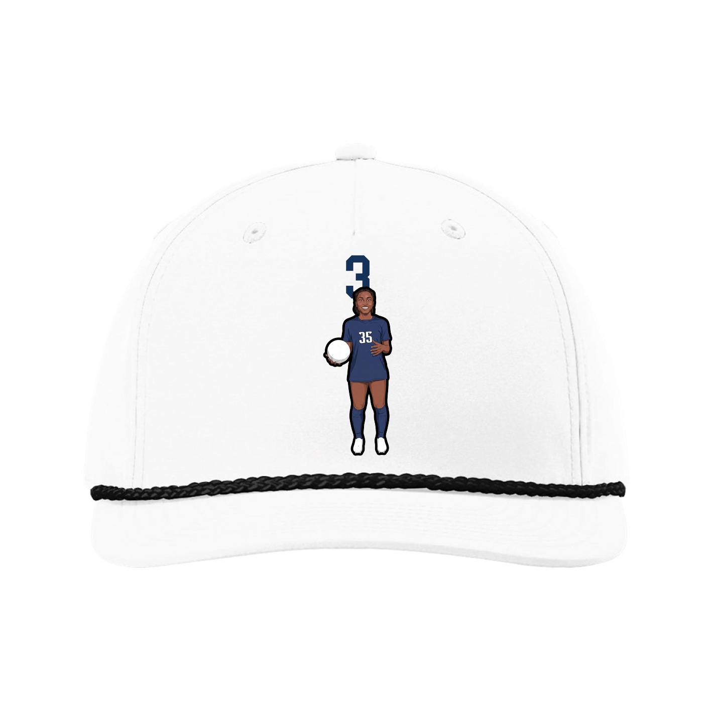Five-Panel Classic Rope Cap — Number Top in White