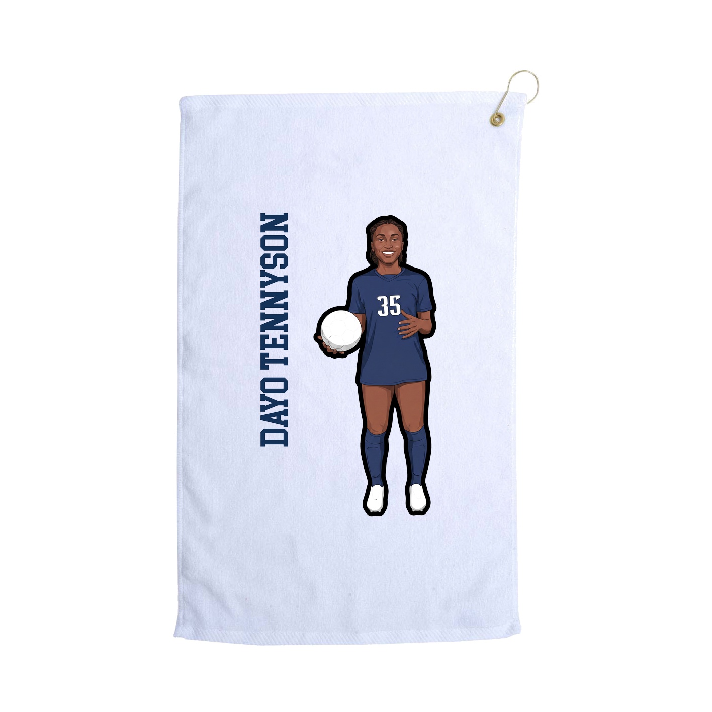 Golf Towel — Name Vertical in White