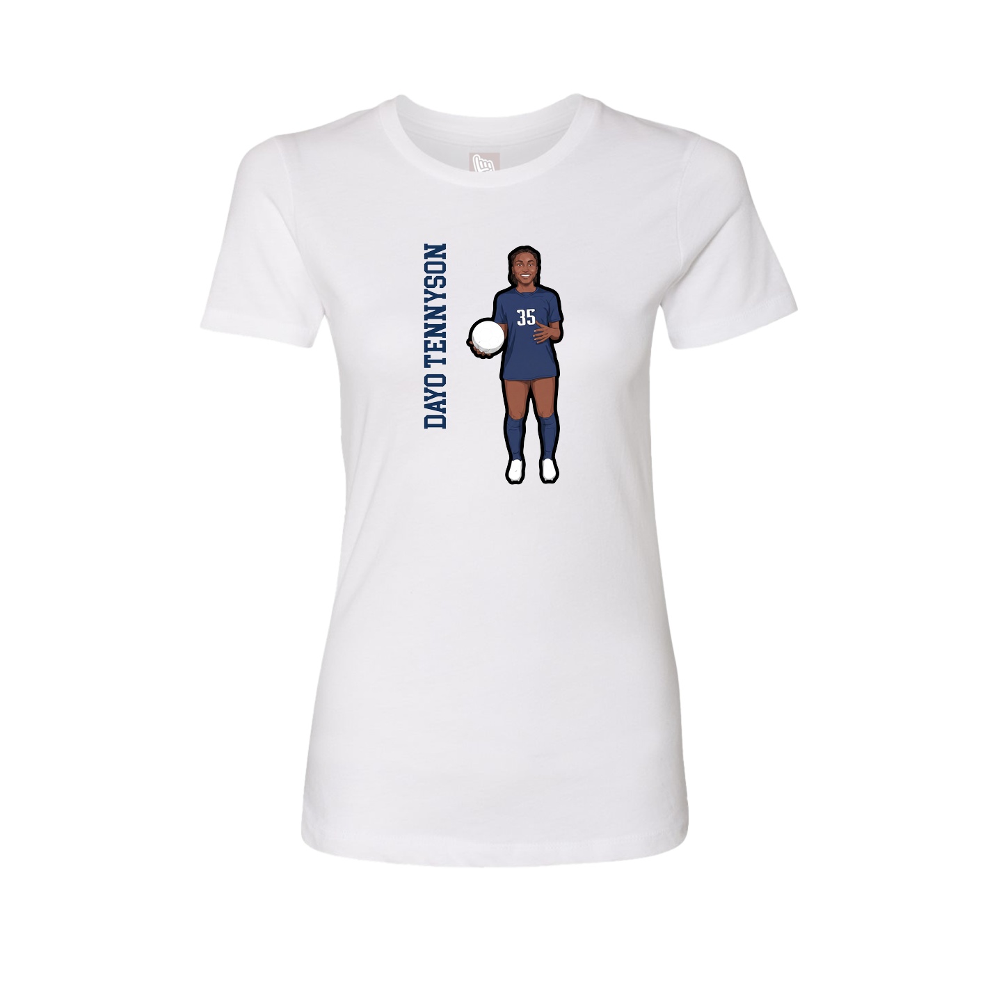 Fitted Women's Tee — Name Vertical in White