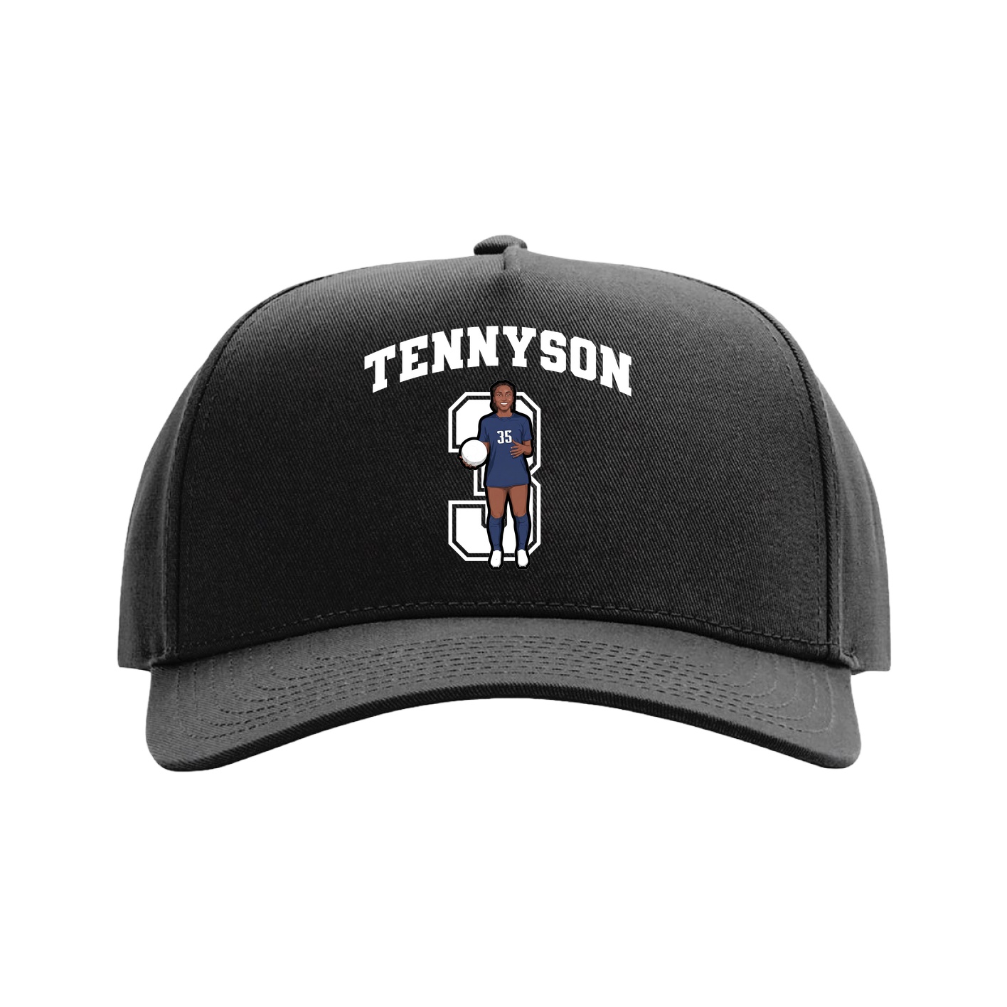 Full Fabric Five-Panel Champ Cap — Number in Black