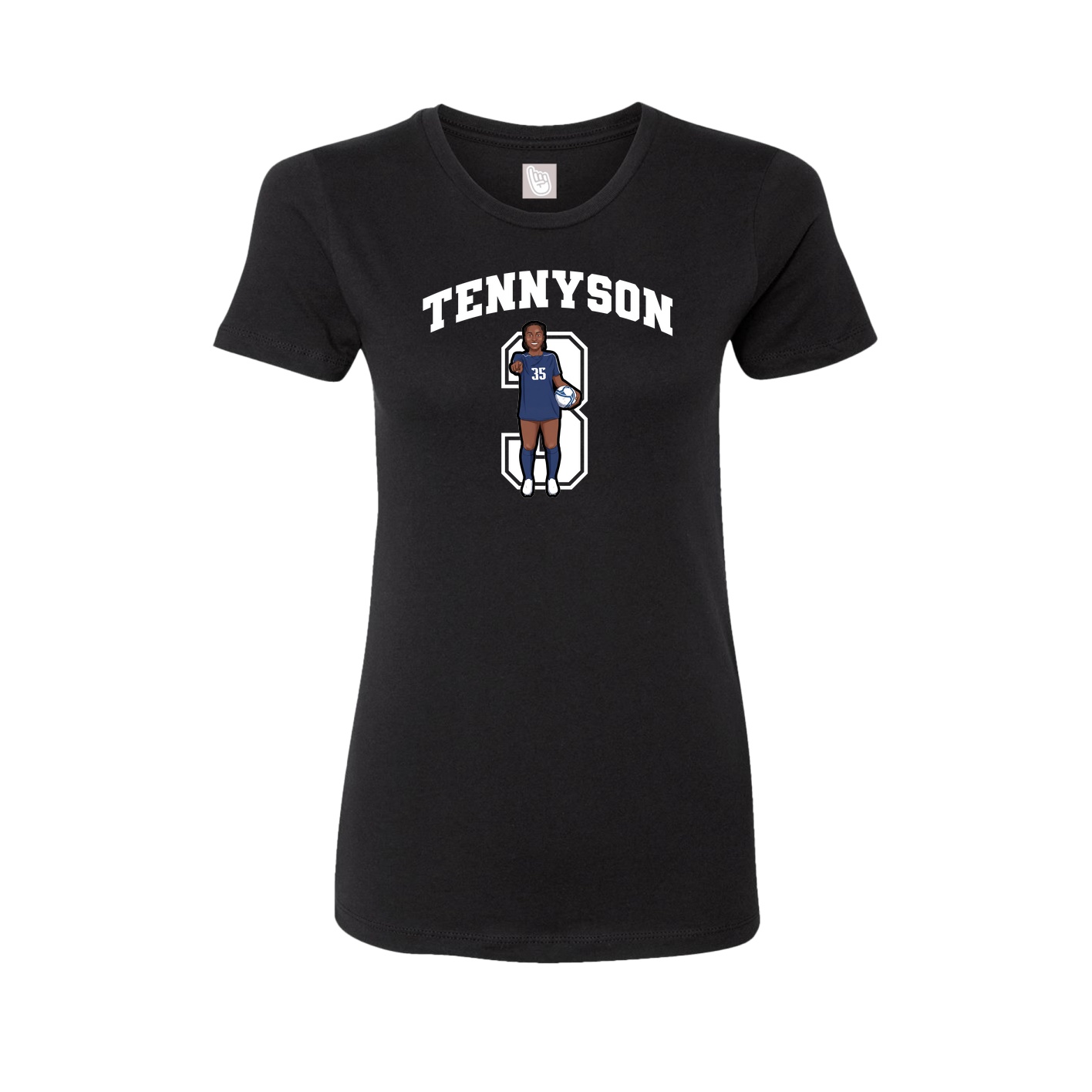Fitted Women's Tee — Number in Black