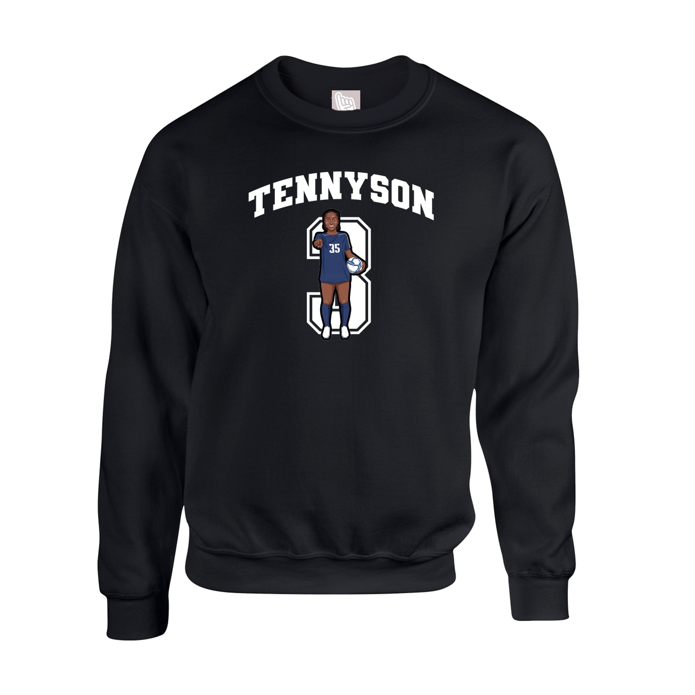 Fleece Crew — Number in Black