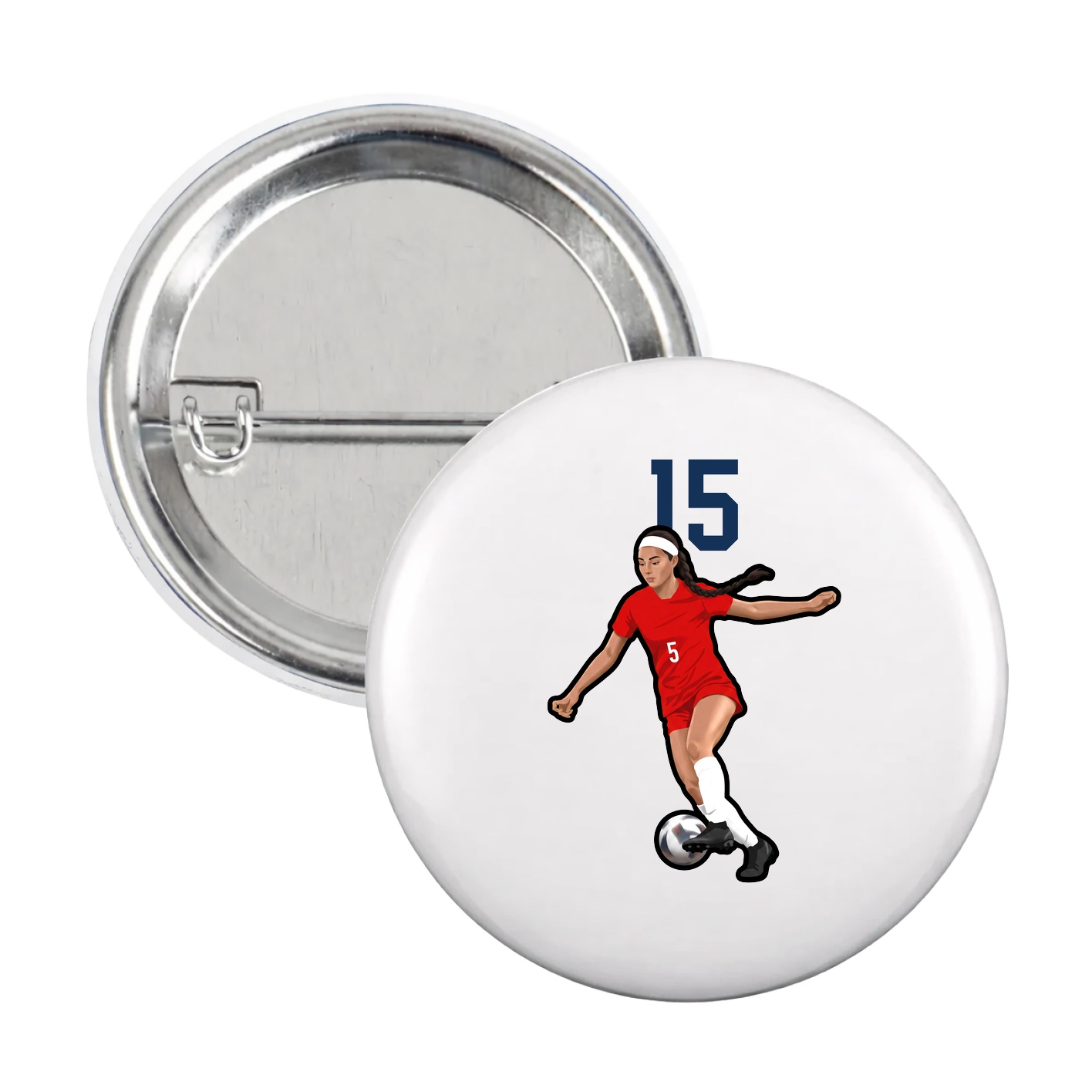 Game Day Button — Number Top in White