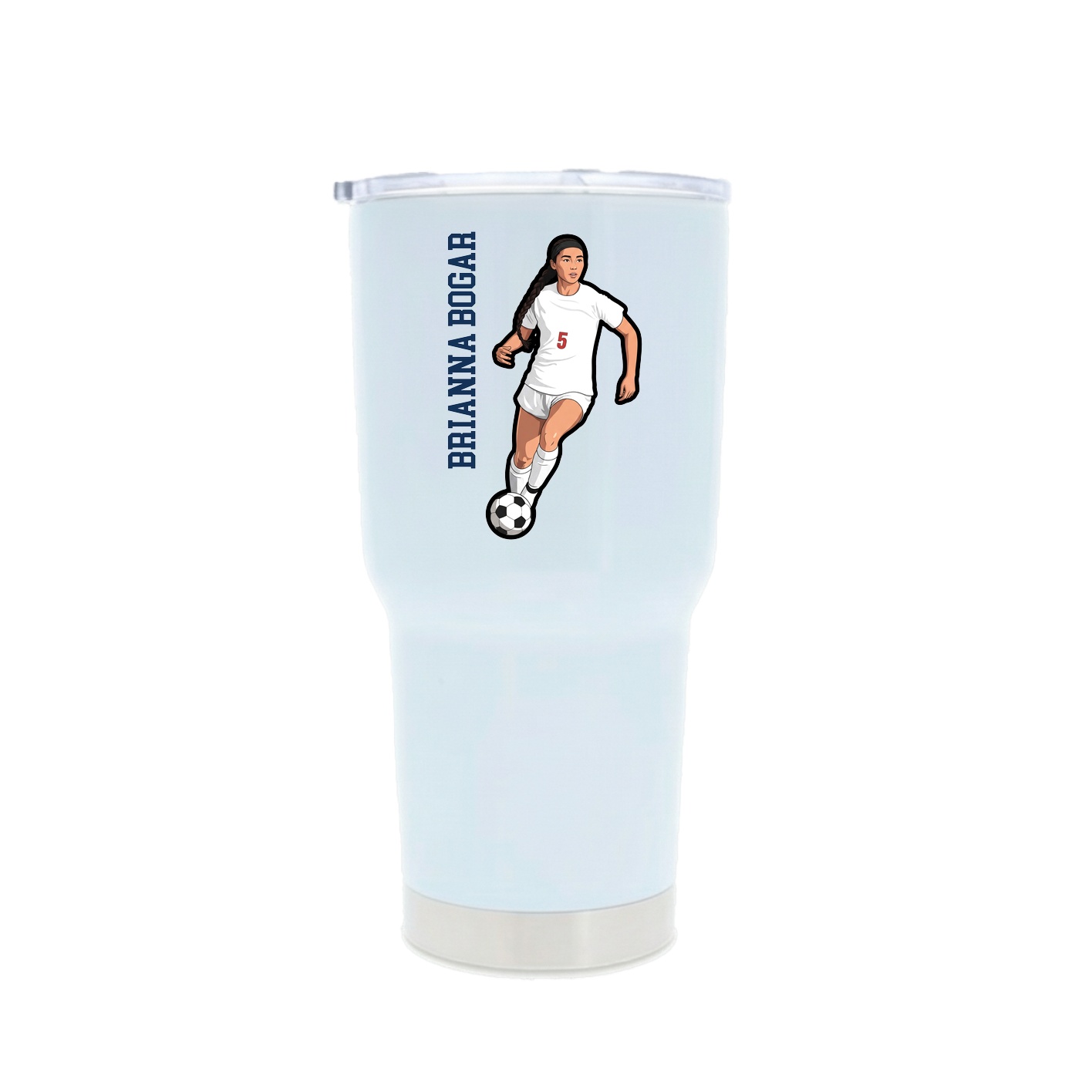 30oz Stainless Steel Tumbler — Name Vertical in White
