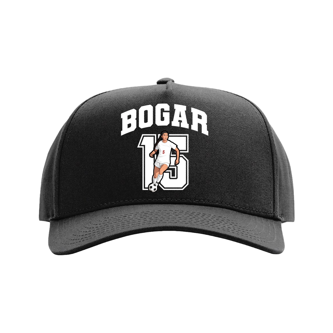 Full Fabric Five-Panel Champ Cap — Number in Black
