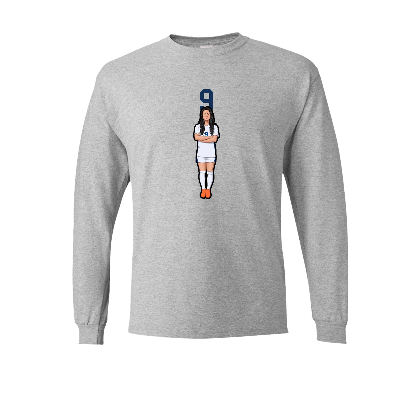 Long Sleeve Tee — Number Top in Grey