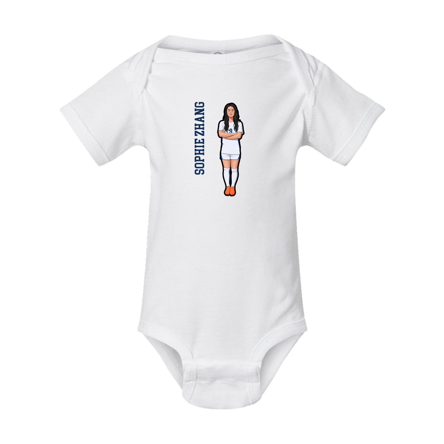 Baby Onesie — Name Vertical in White