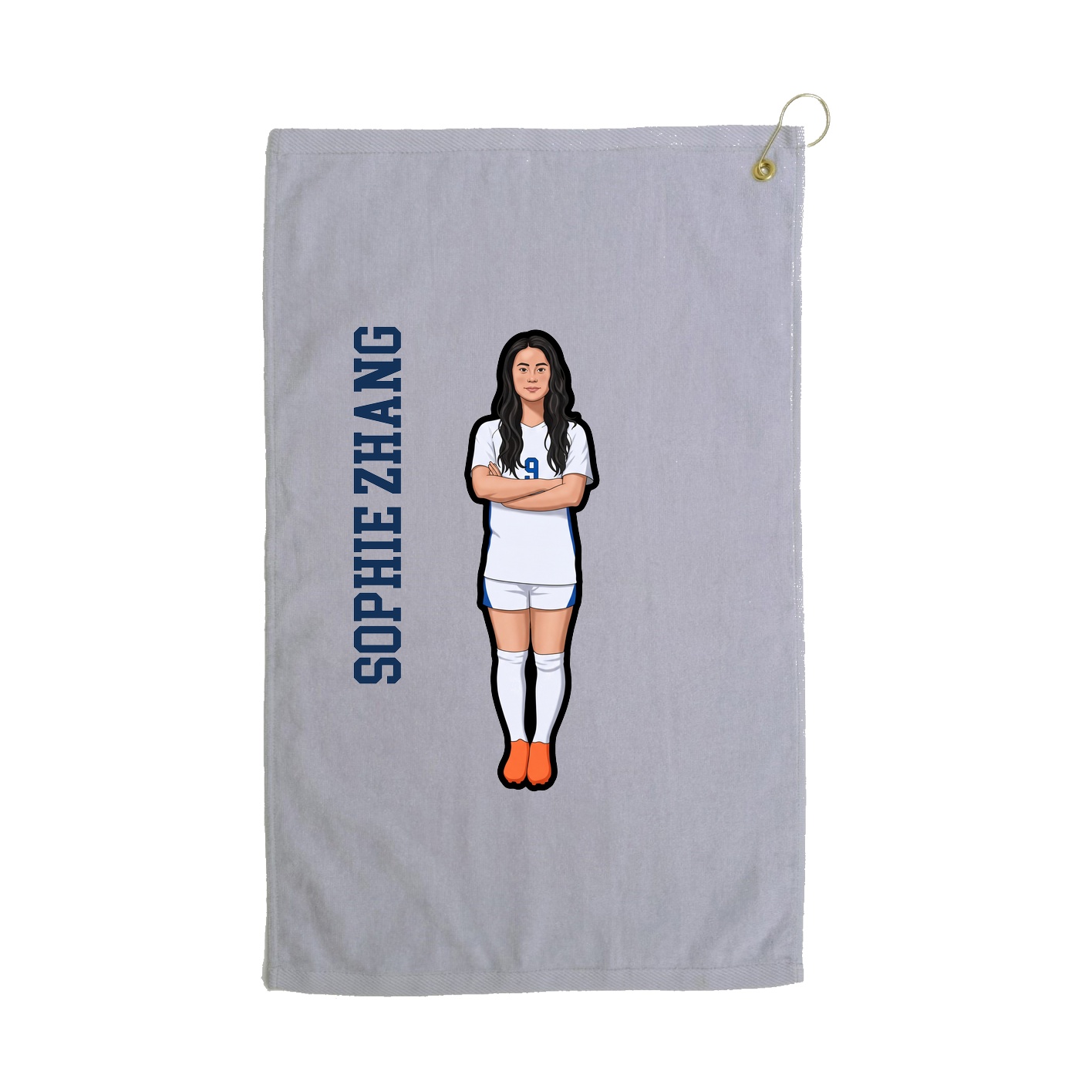 Golf Towel — Name Vertical in Grey