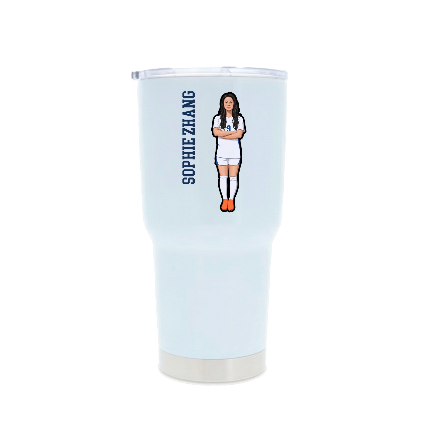 30oz Stainless Steel Tumbler — Name Vertical in White