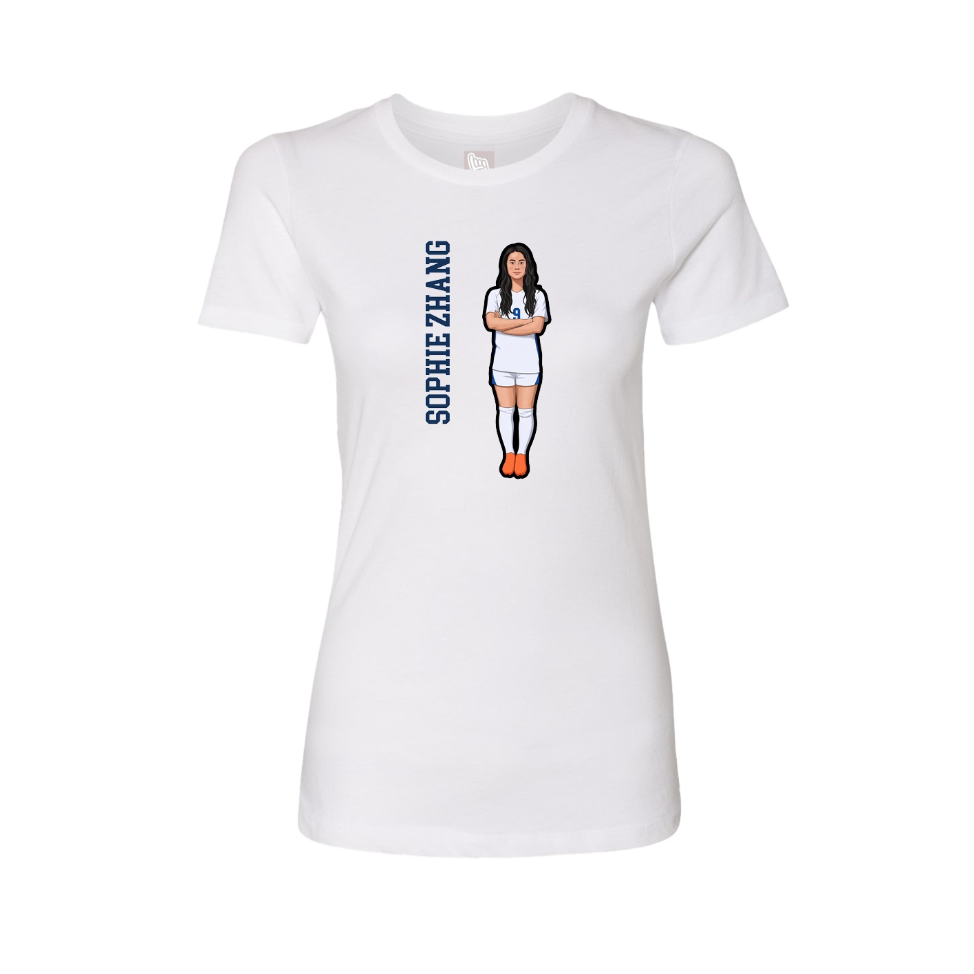 Fitted Women's Tee — Name Vertical in White