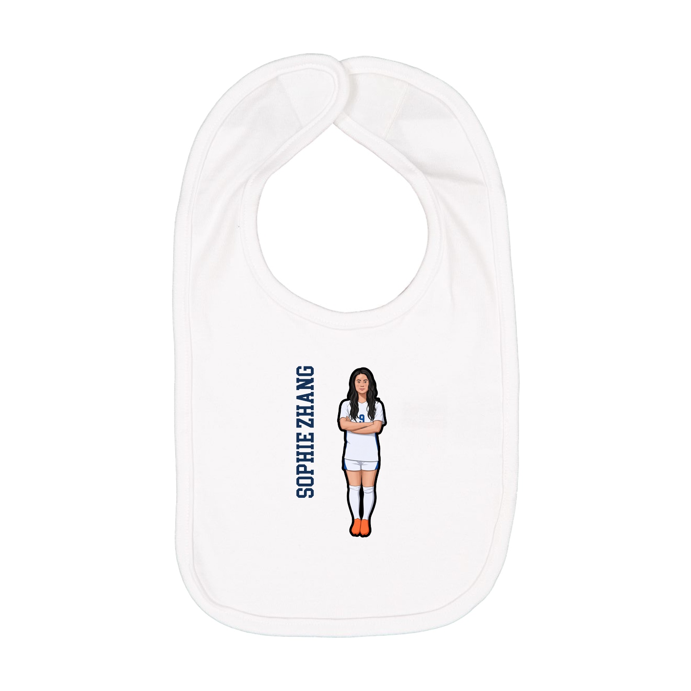 Infant Bib — Name Vertical in White