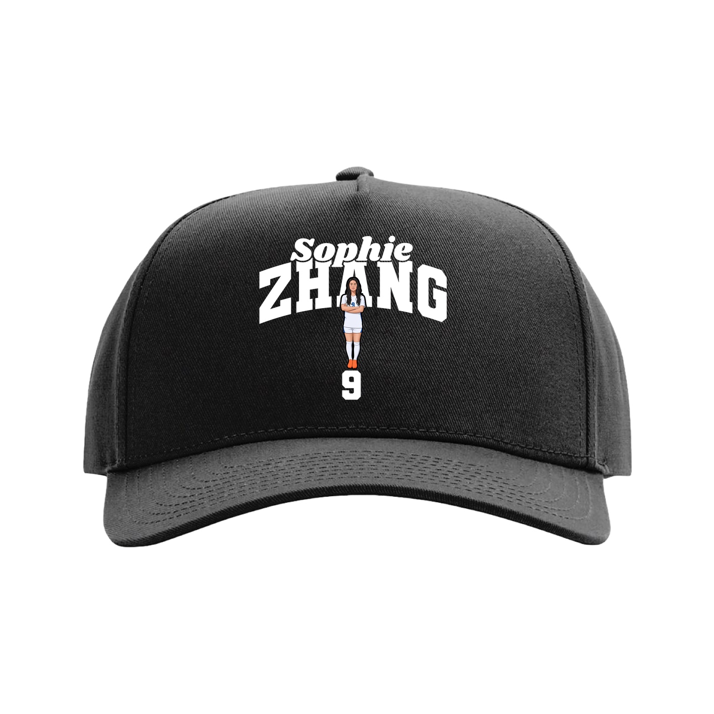 Full Fabric Five-Panel Champ Cap — Signature Arch in Black