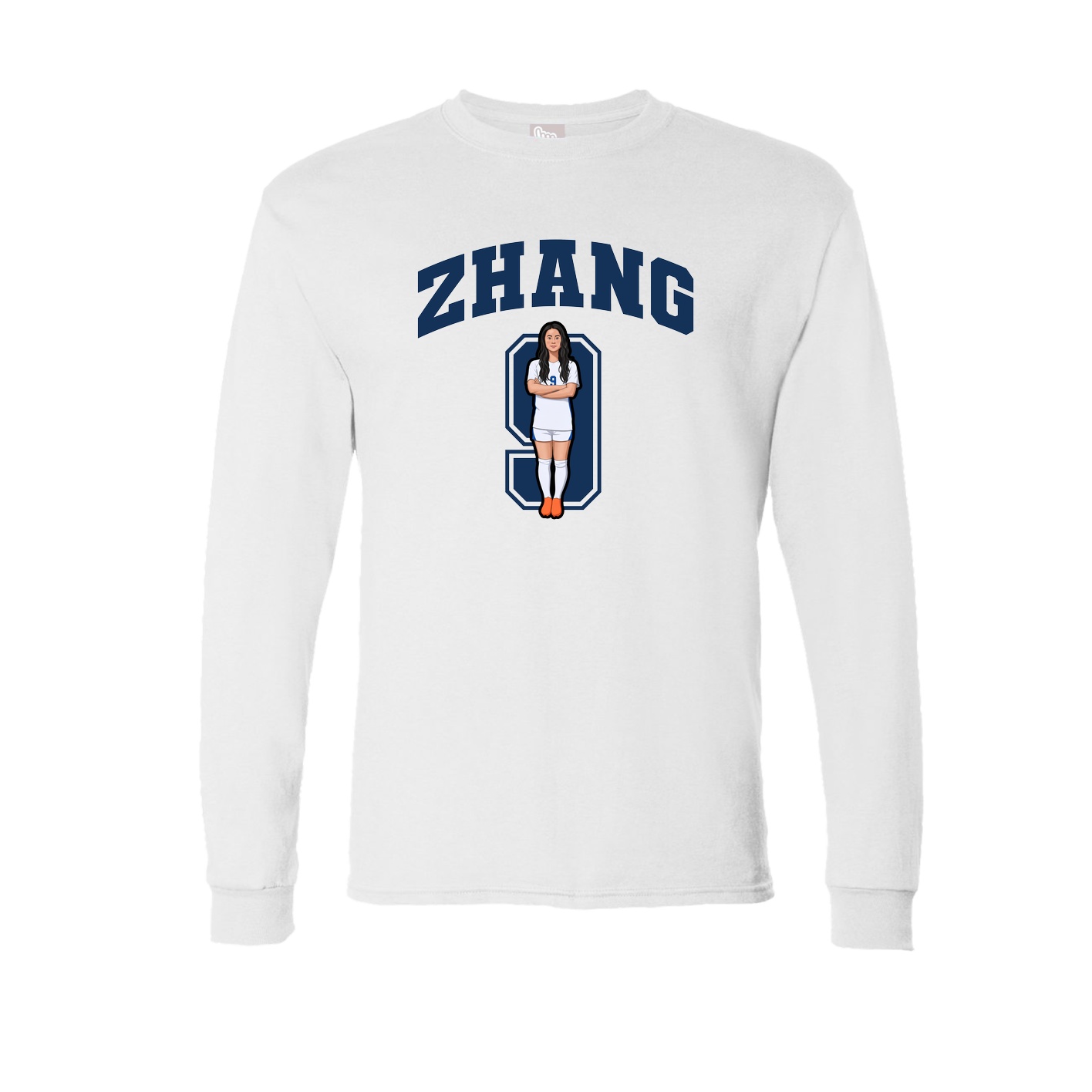 Long Sleeve Tee — Number in White