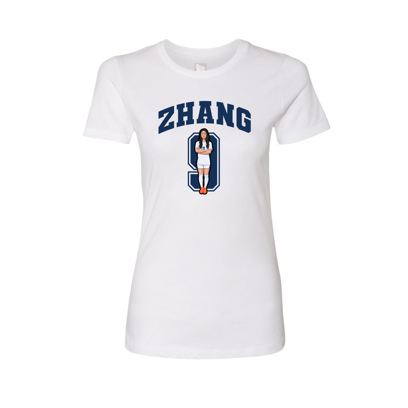 Fitted Women's Tee — Number in White