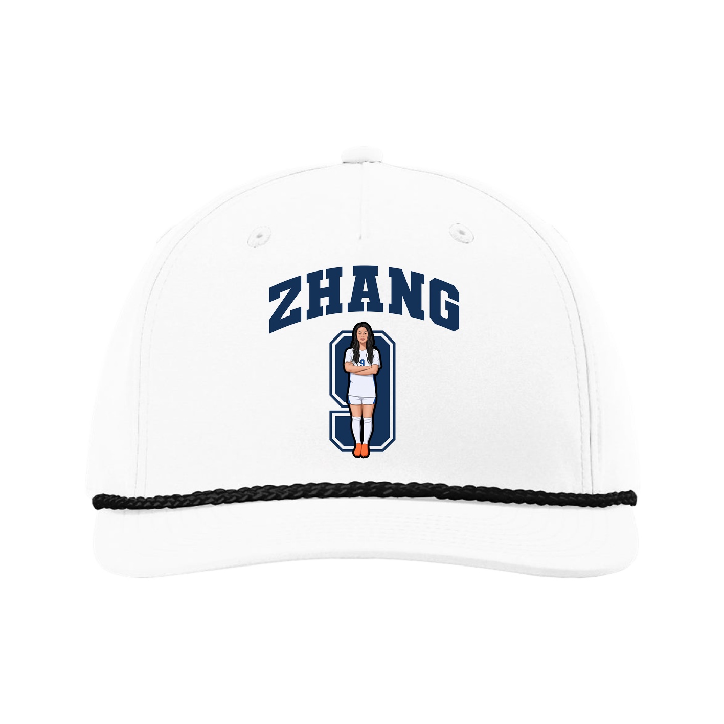 Five-Panel Classic Rope Cap — Number in White