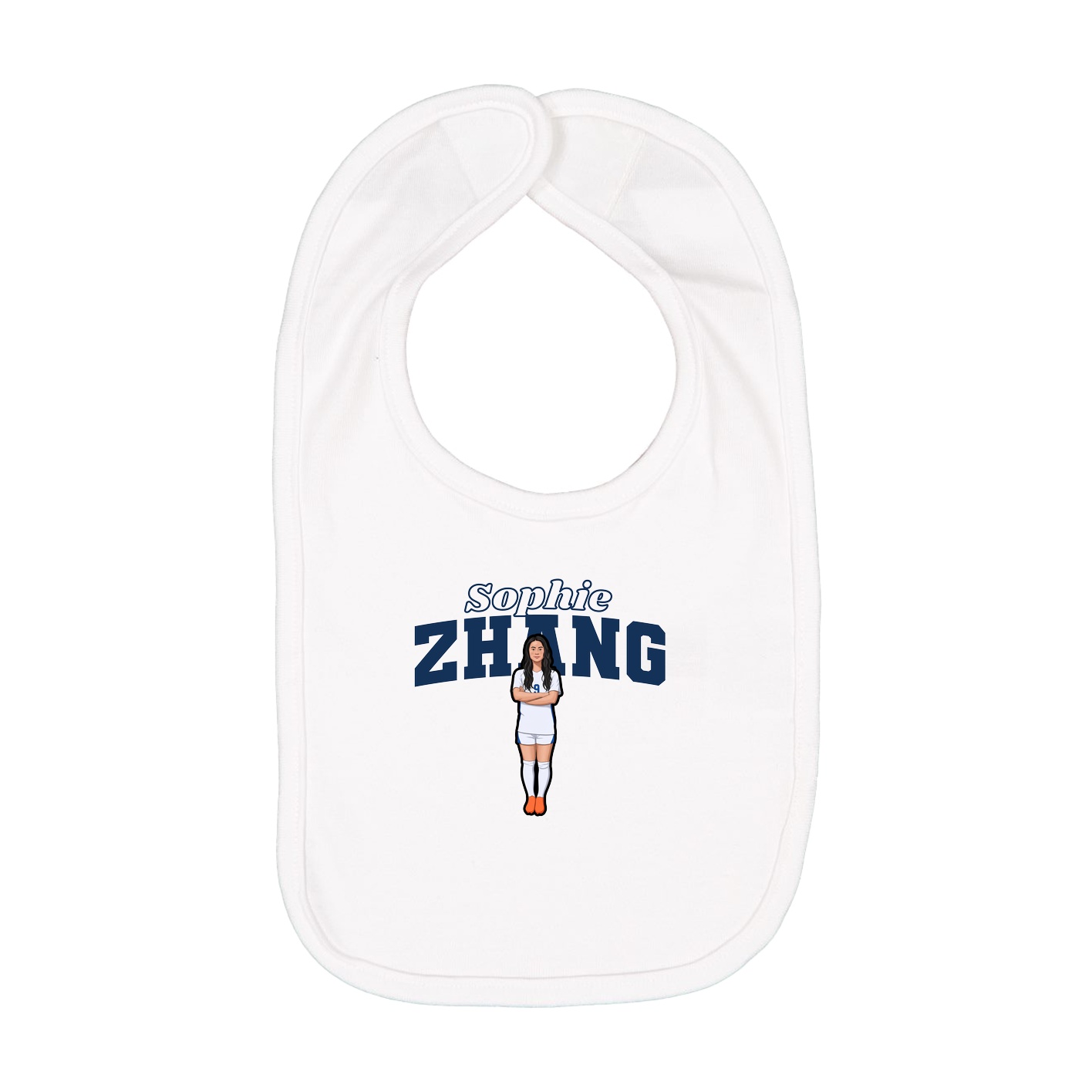 Infant Bib — Name Arch in White