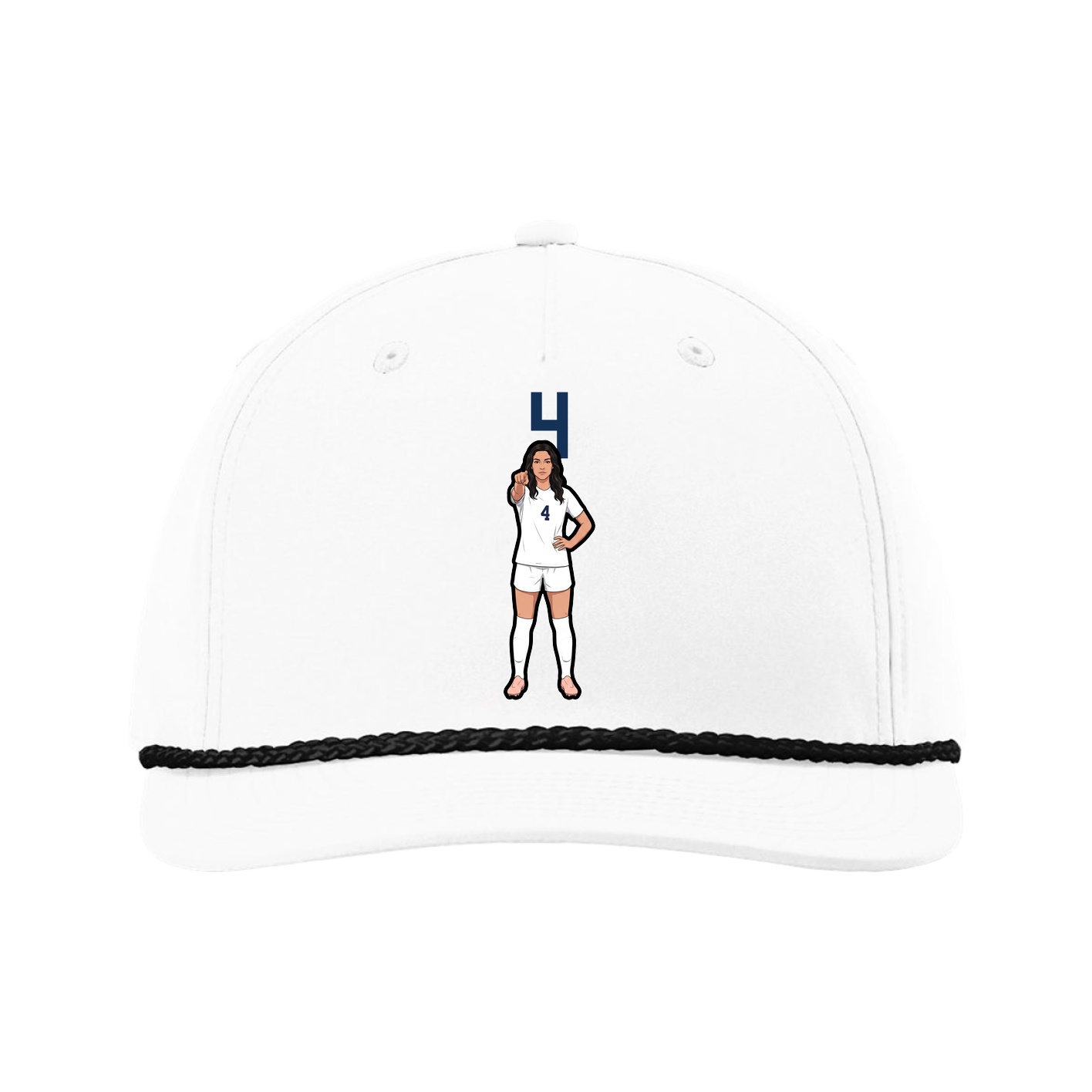 Five-Panel Classic Rope Cap — Number Top in White