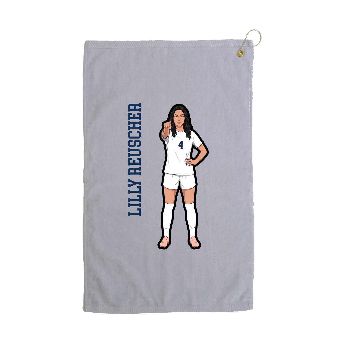Golf Towel — Name Vertical in Grey