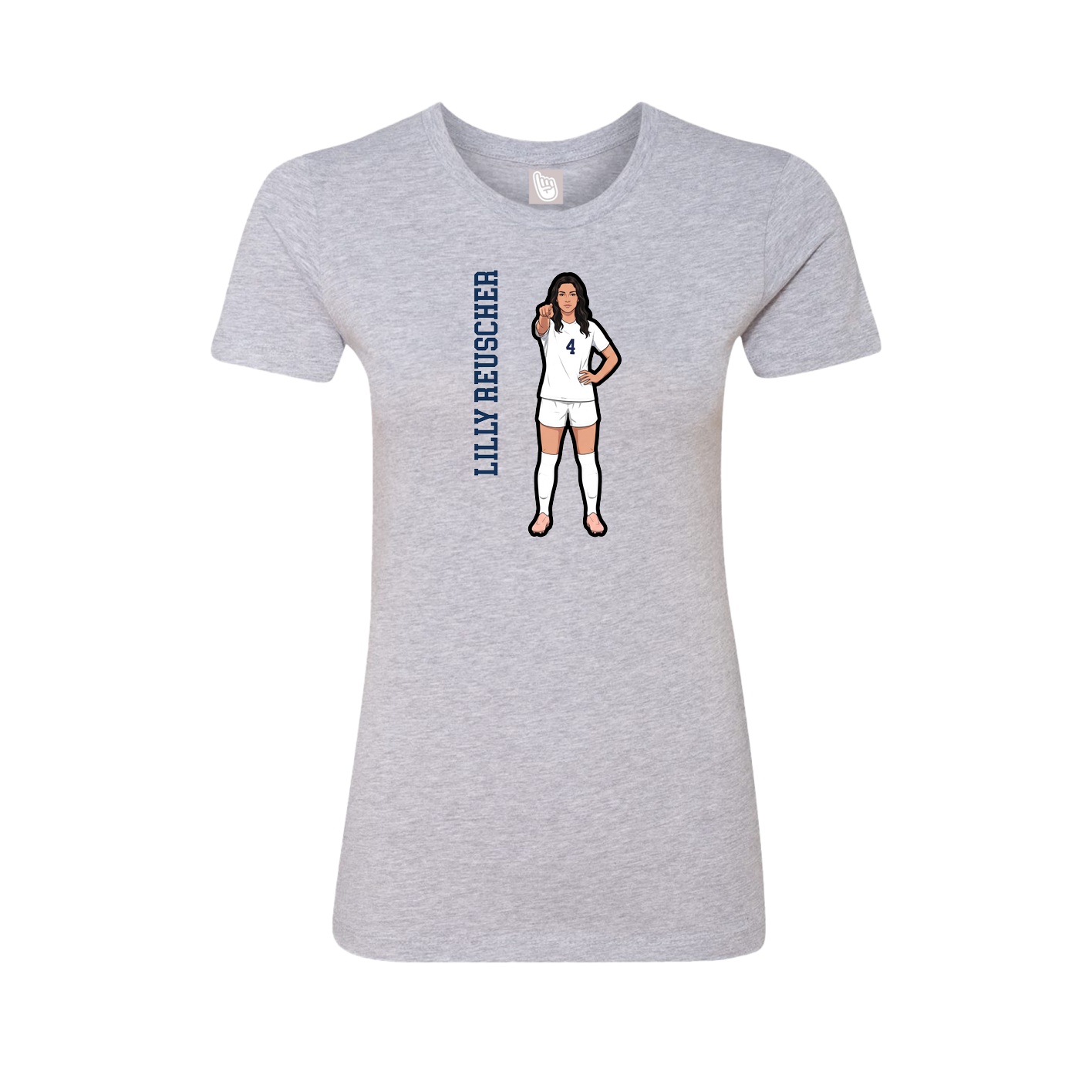 Fitted Women's Tee — Name Vertical in Grey