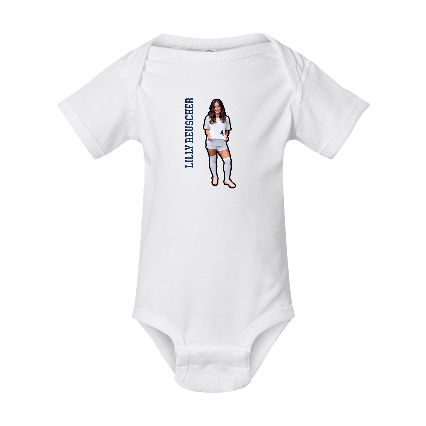 Baby Onesie — Name Vertical in White