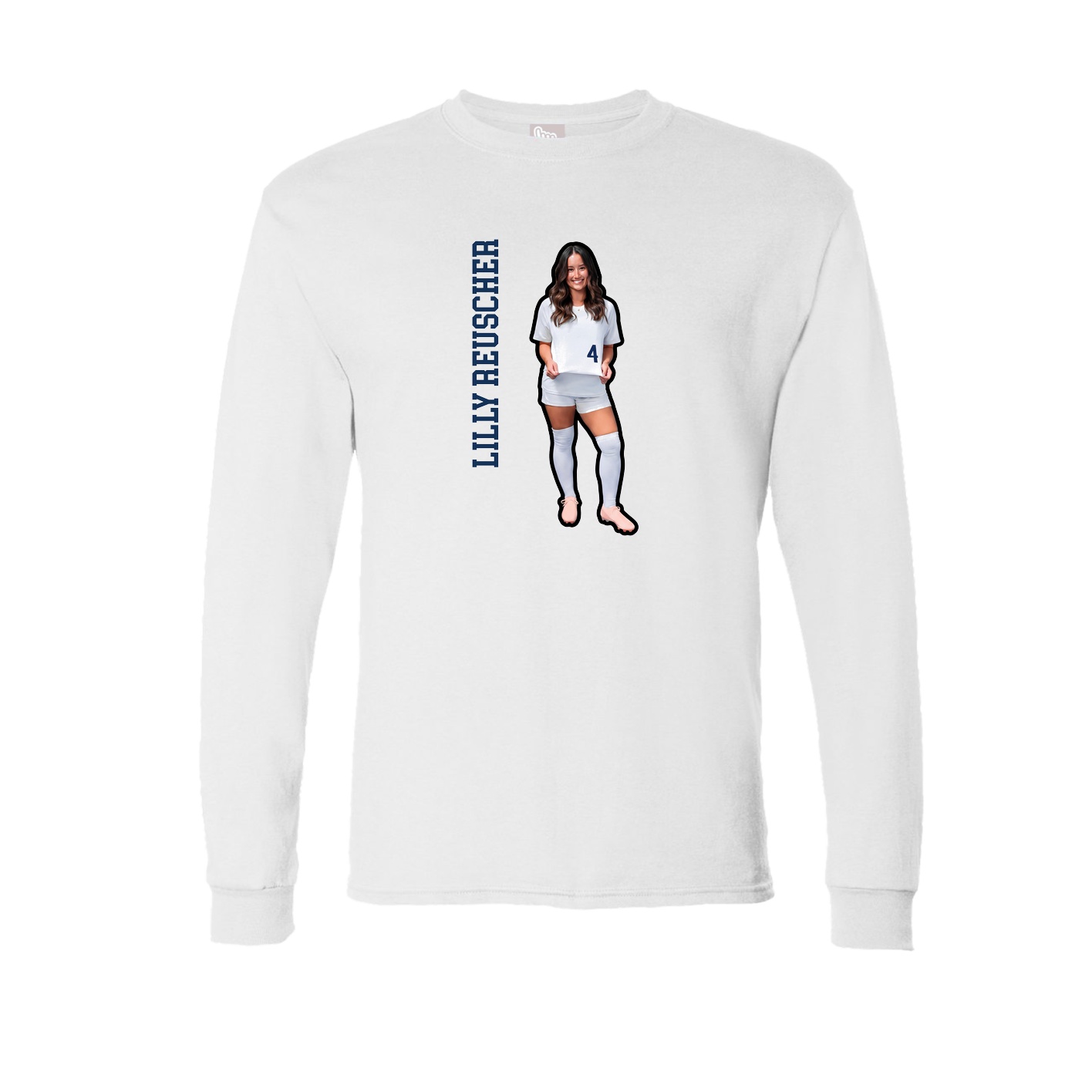Long Sleeve Tee — Name Vertical in White