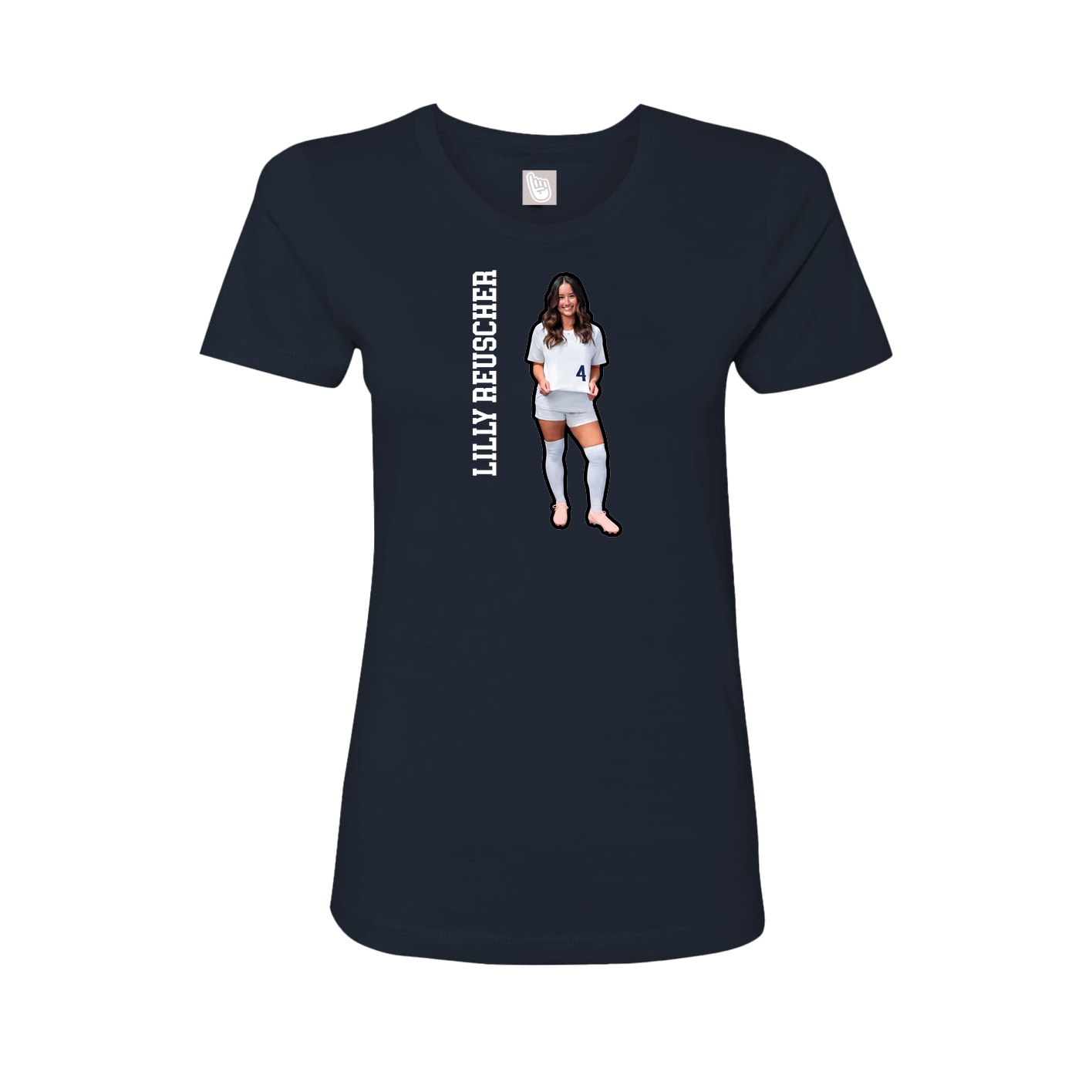 Fitted Women's Tee — Name Vertical in Navy