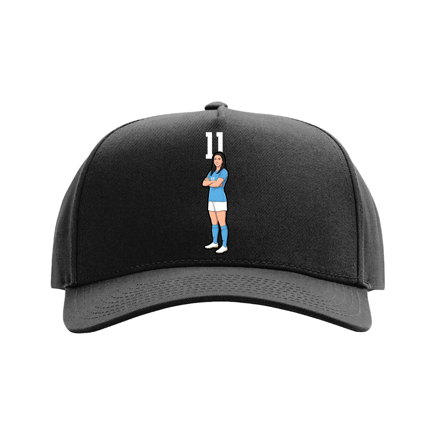 Full Fabric Five-Panel Champ Cap — Number Top in Black