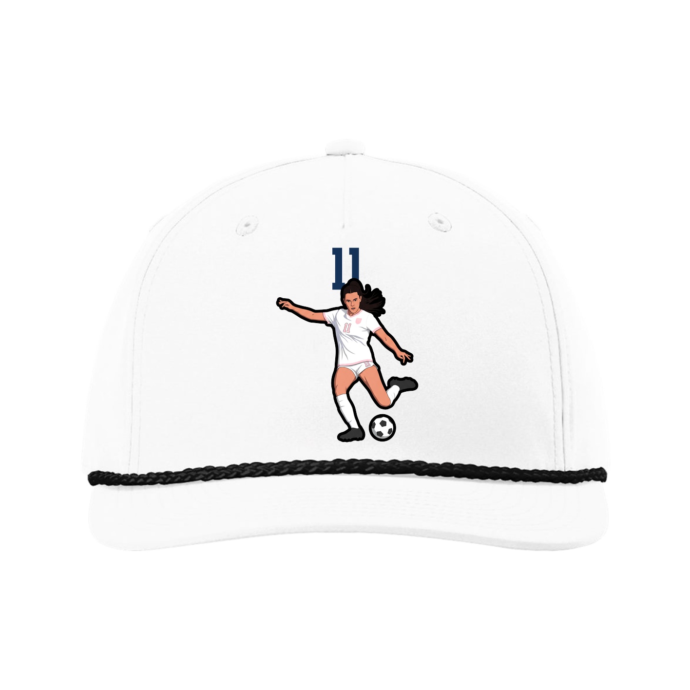 Five-Panel Classic Rope Cap — Number Top in White
