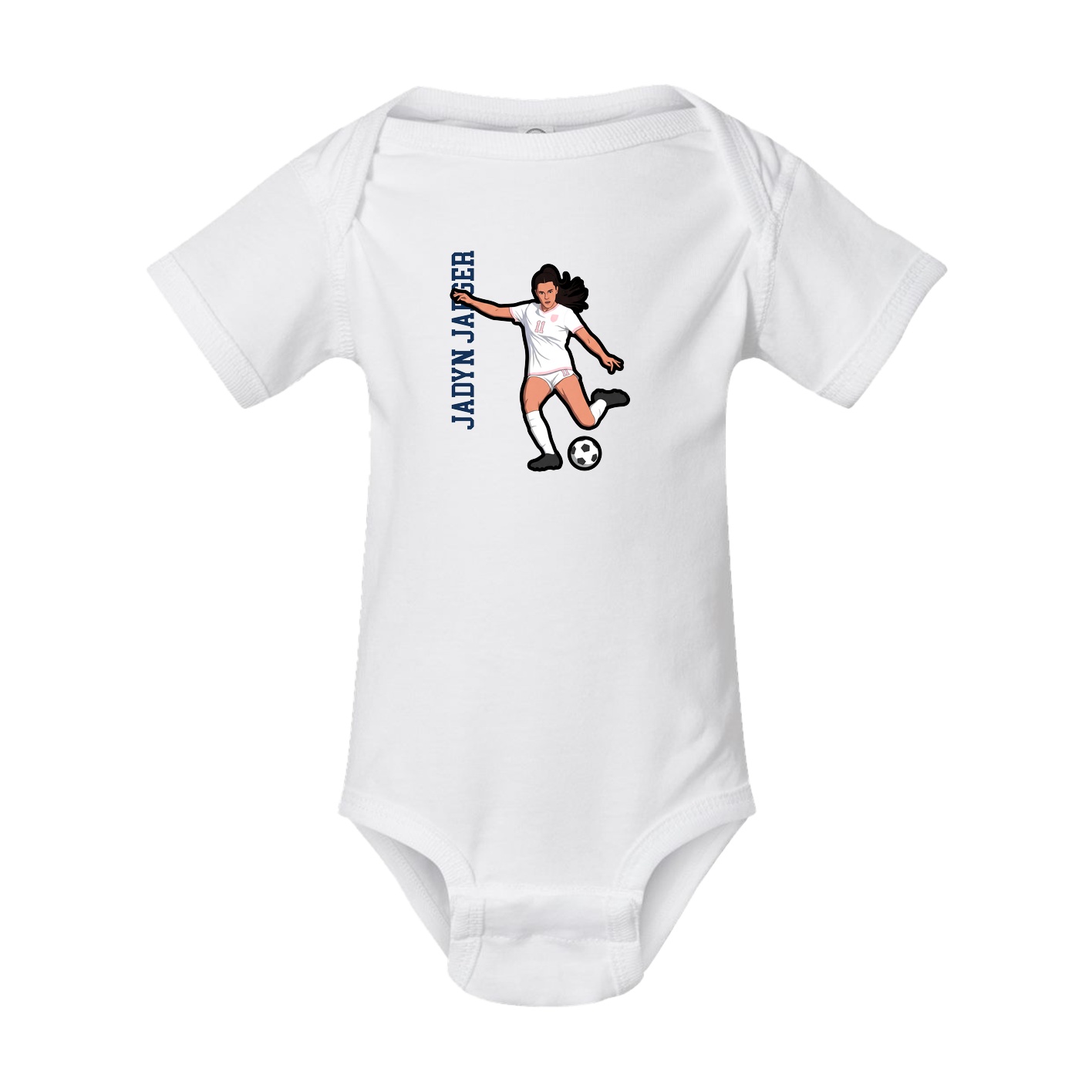 Baby Onesie — Name Vertical in White
