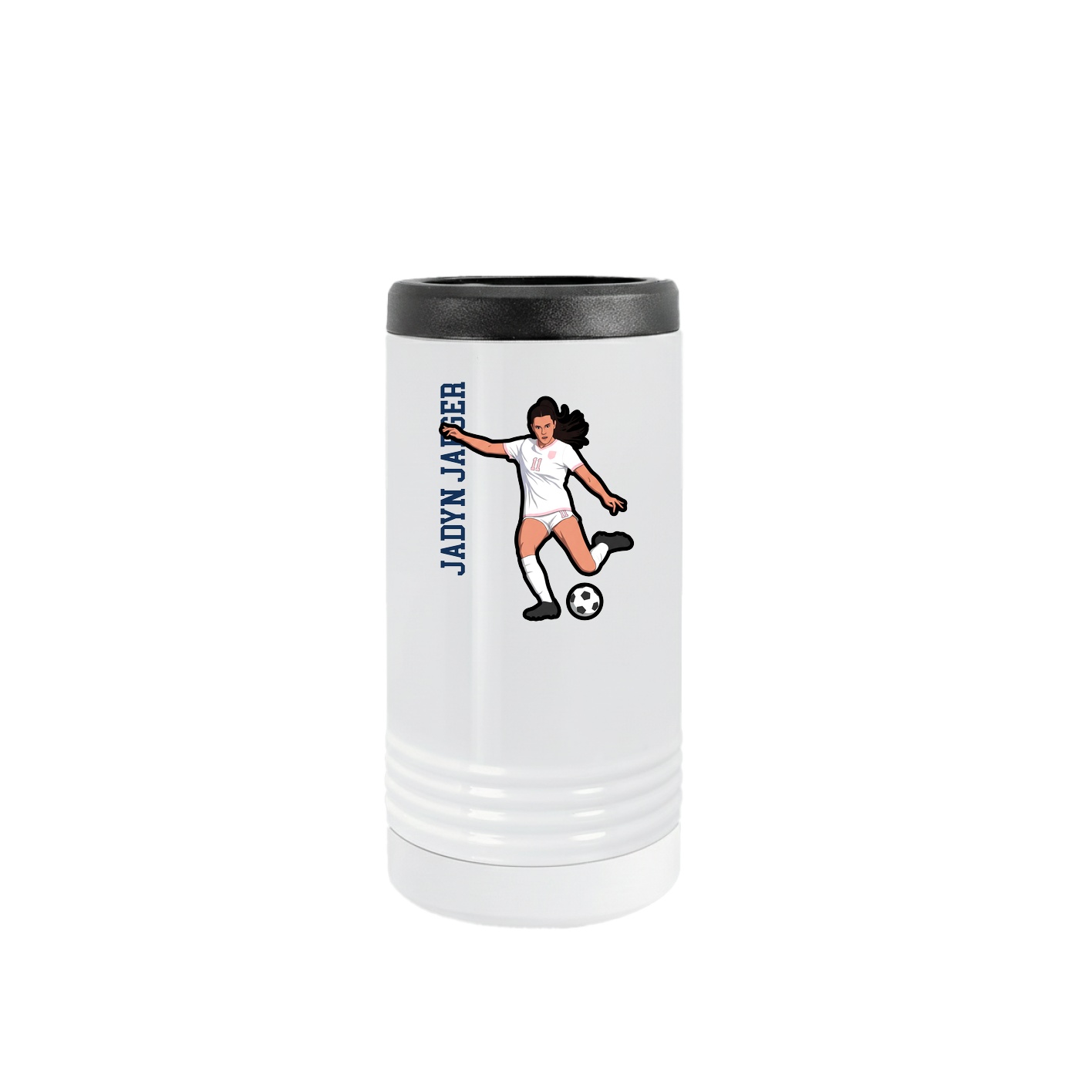 Slim Beverage Holder — Name Vertical in White
