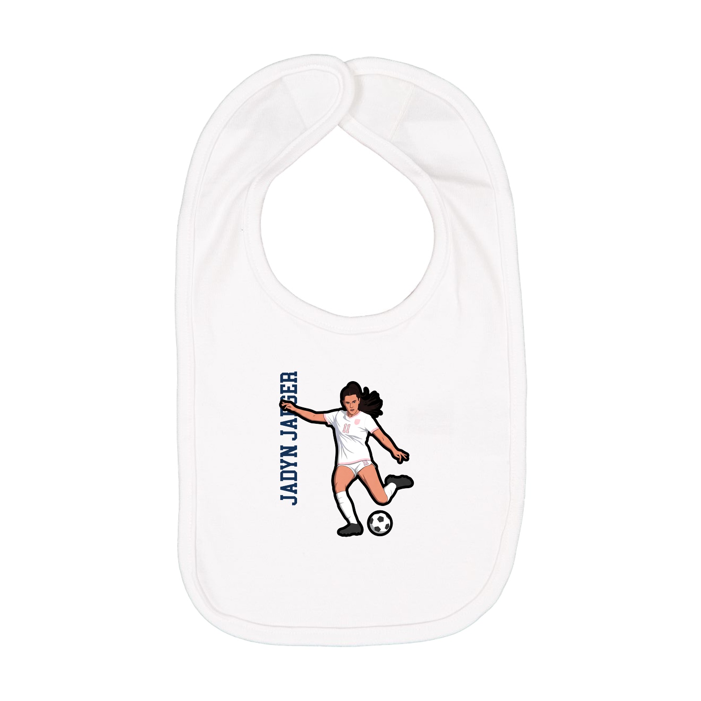 Infant Bib — Name Vertical in White