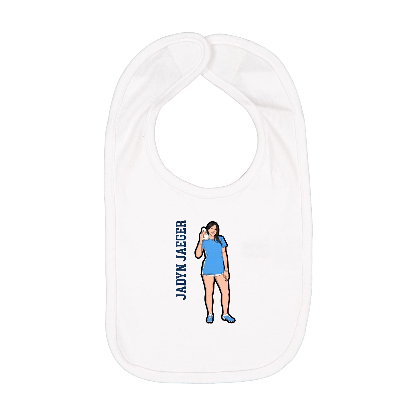 Infant Bib — Name Vertical in White