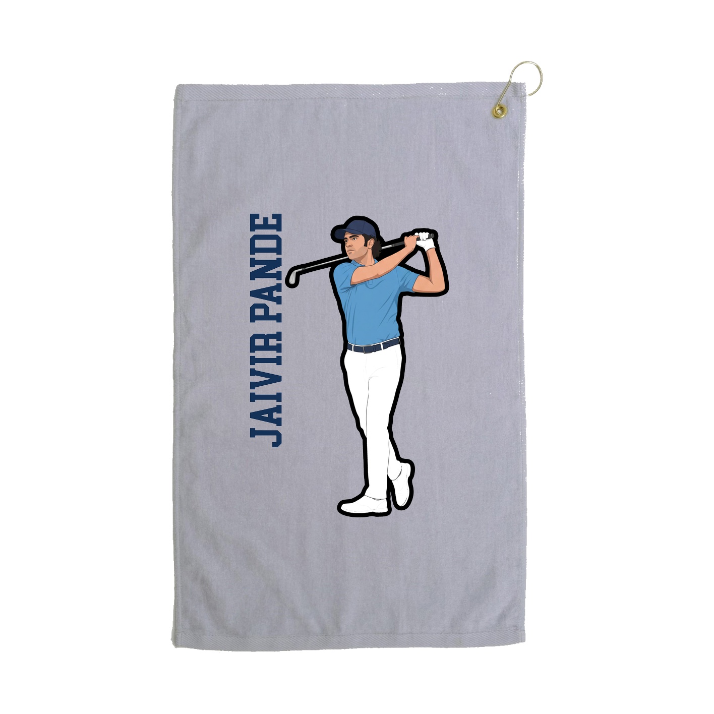 Golf Towel — Name Vertical in Grey