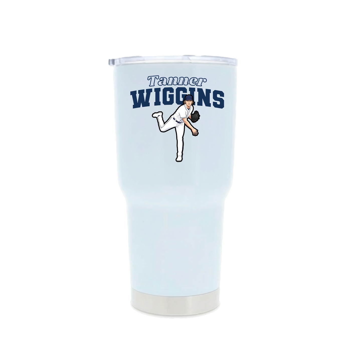 30oz Stainless Steel Tumbler — Name Arch in White