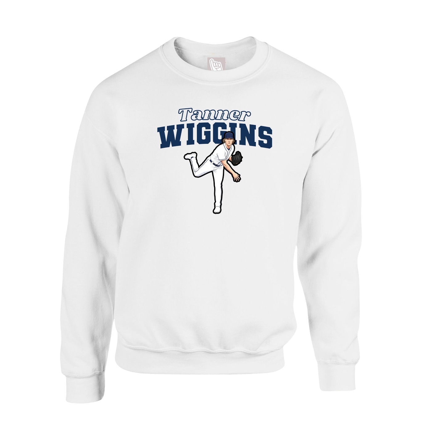 Fleece Crew — Name Arch in White