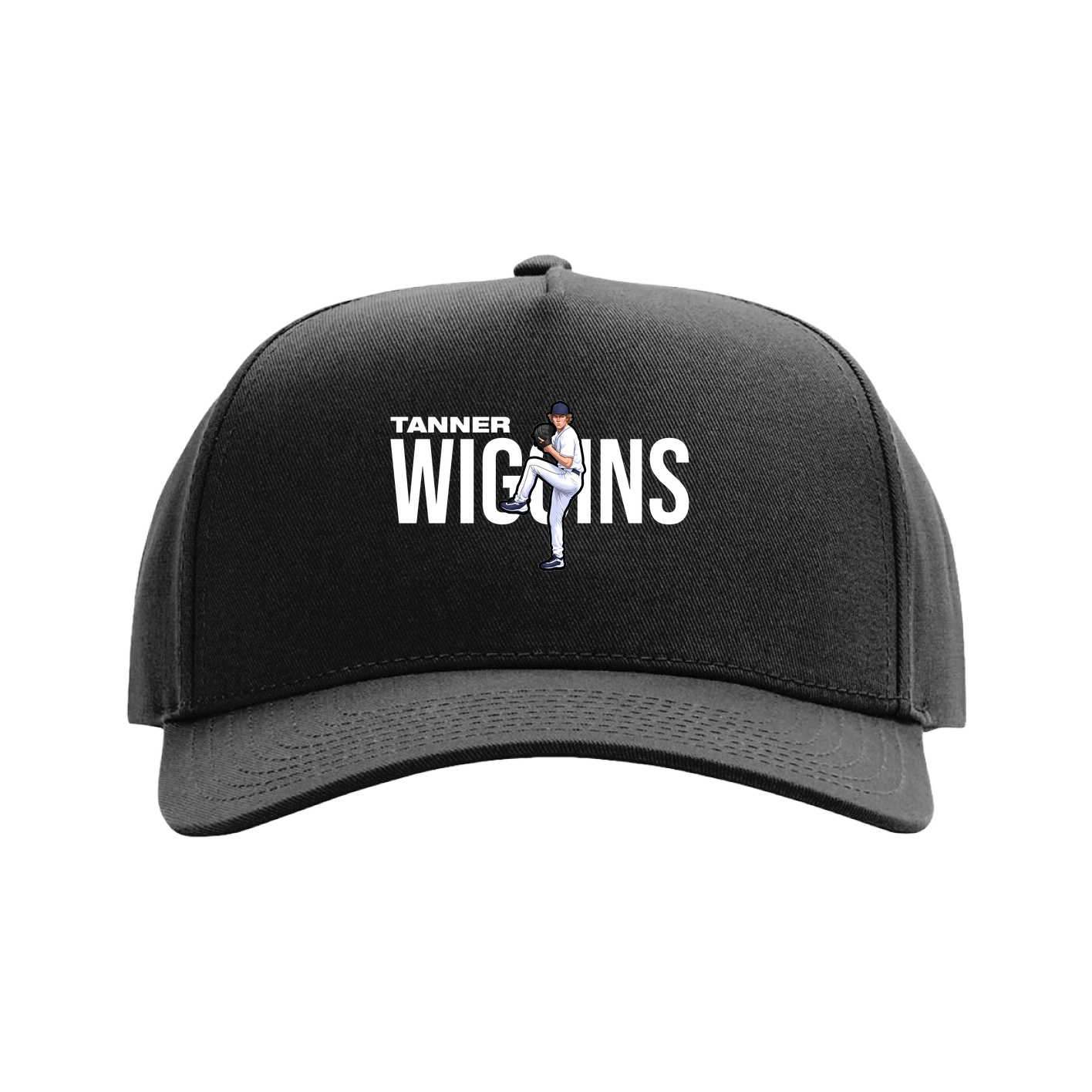 Full Fabric Five-Panel Champ Cap — Player Name in Black