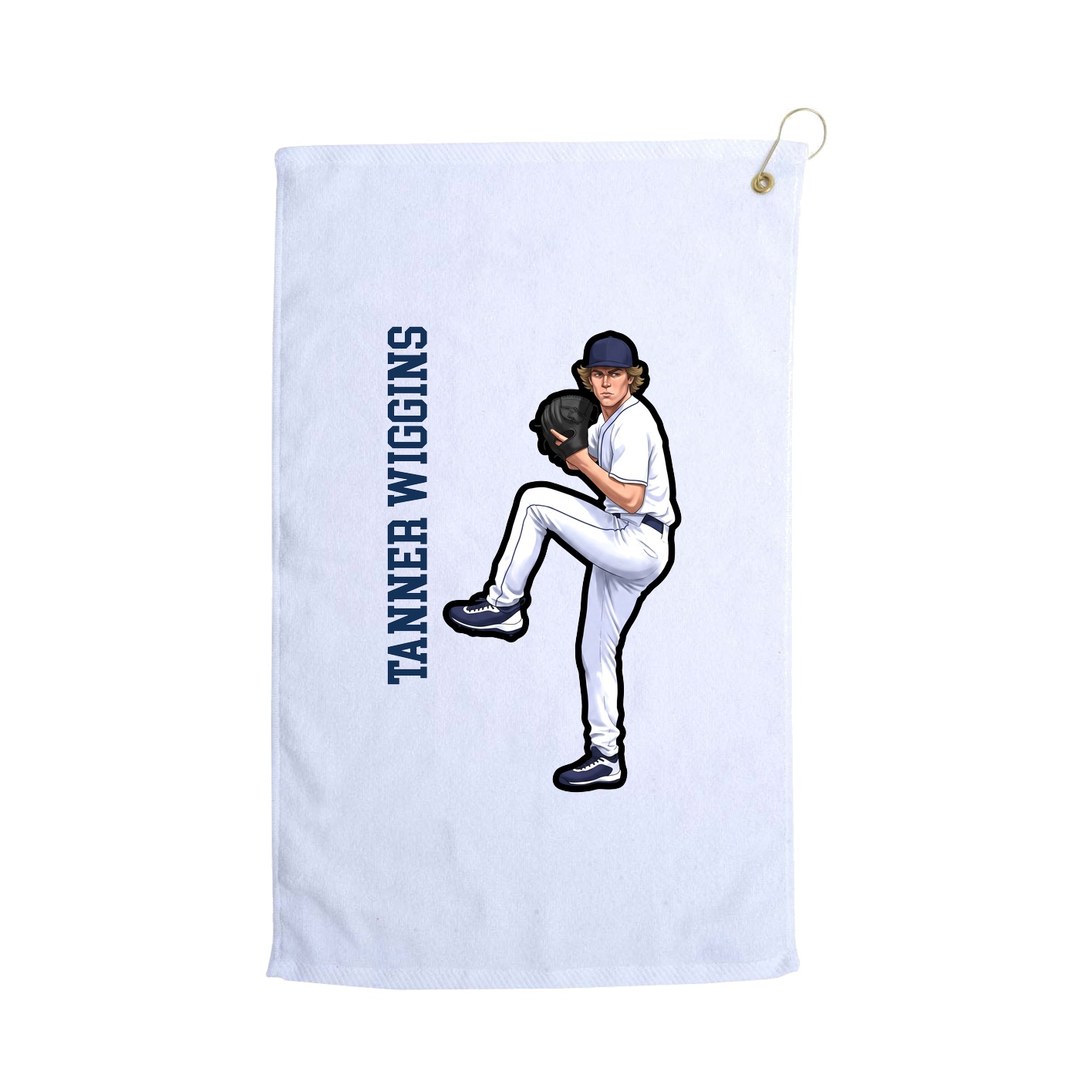 Golf Towel — Name Vertical in White