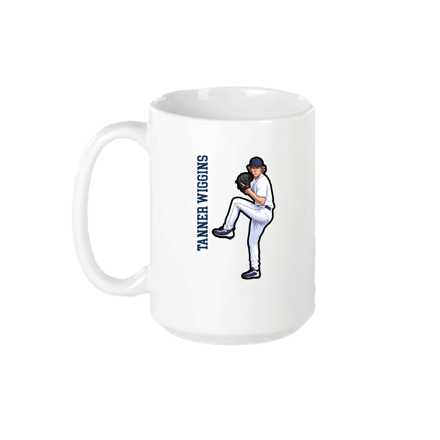 15oz Coffee Mug — Name Vertical in White