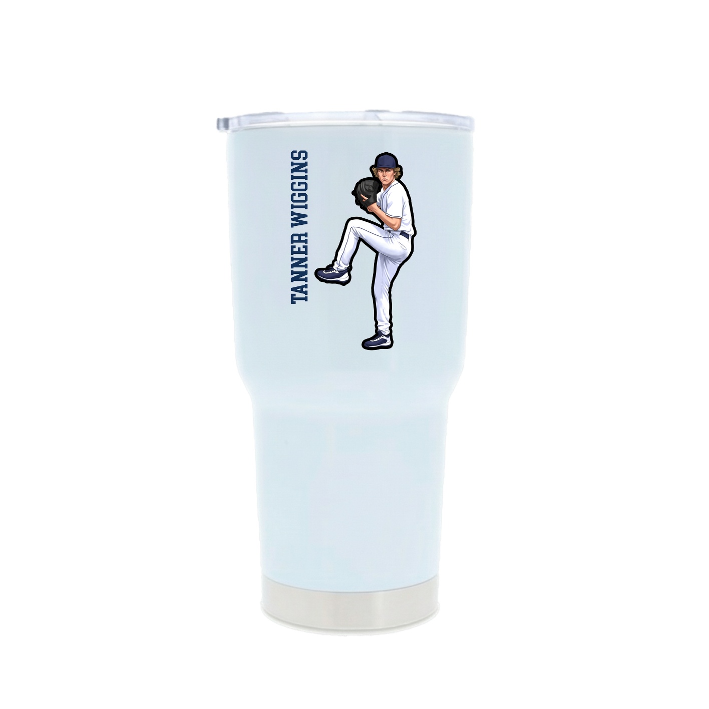 30oz Stainless Steel Tumbler — Name Vertical in White