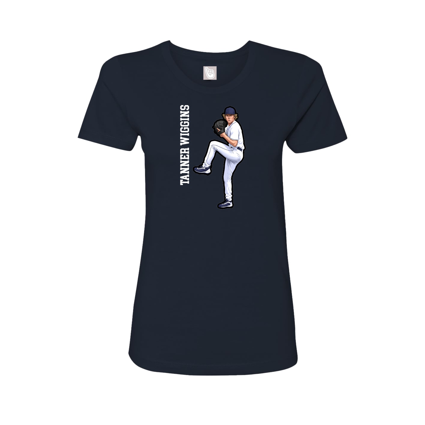 Womens Tee — Name Vertical in Navy