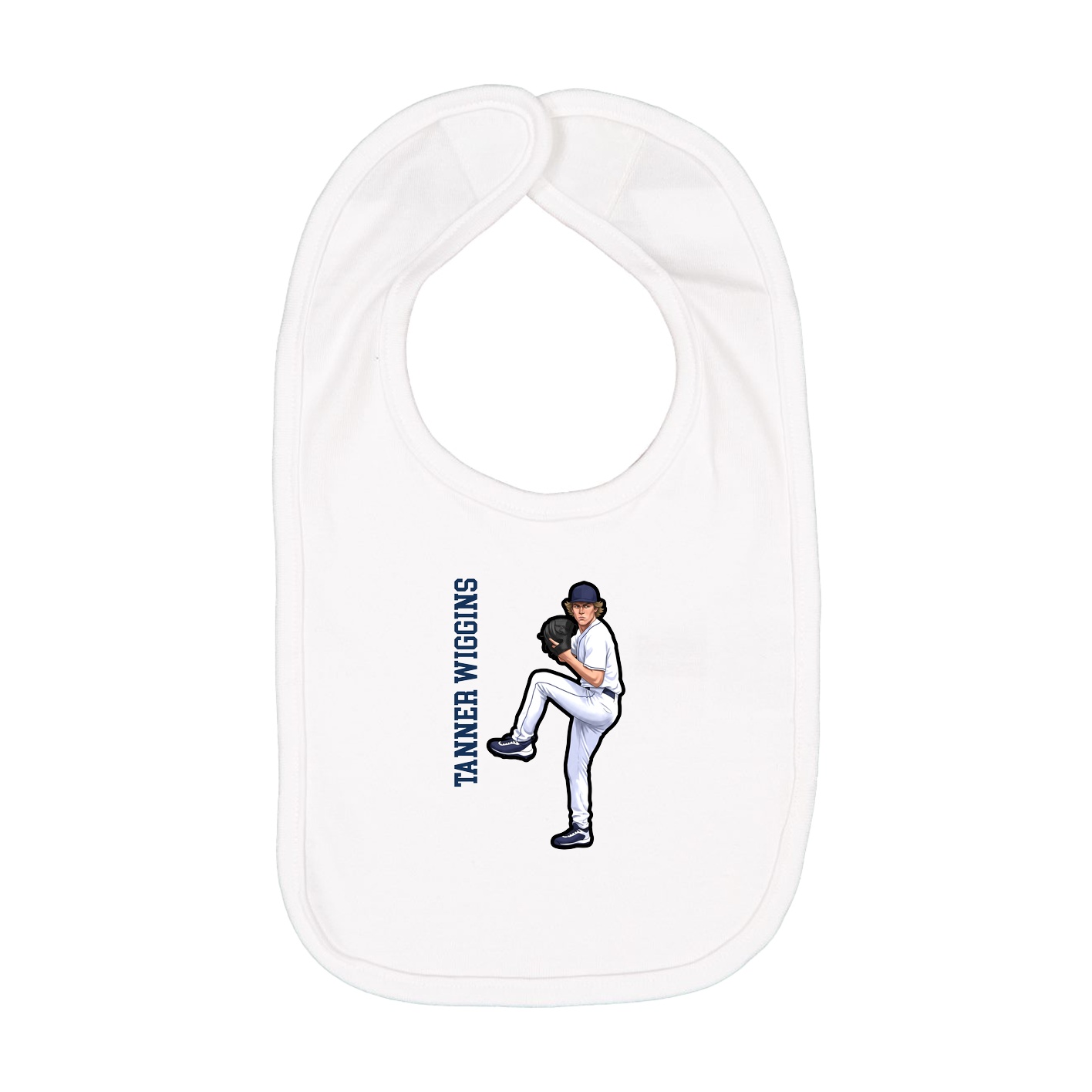 Infant Bib — Name Vertical in White
