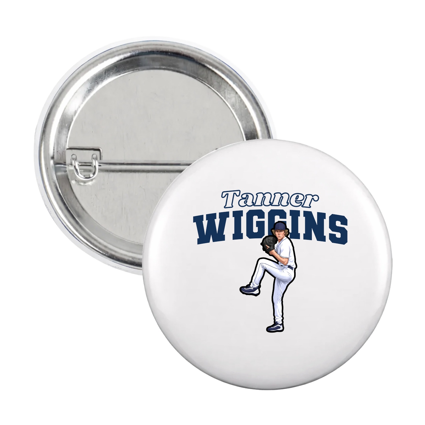 Game Day Button — Name Arch in White