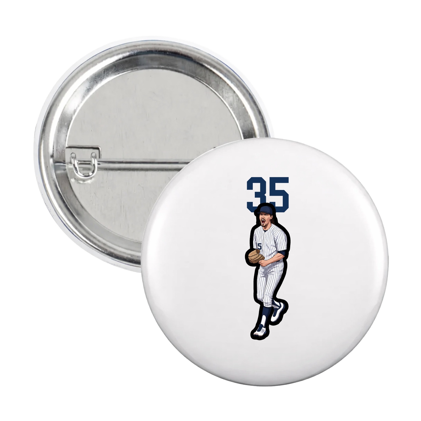 Game Day Button — Number Top in White