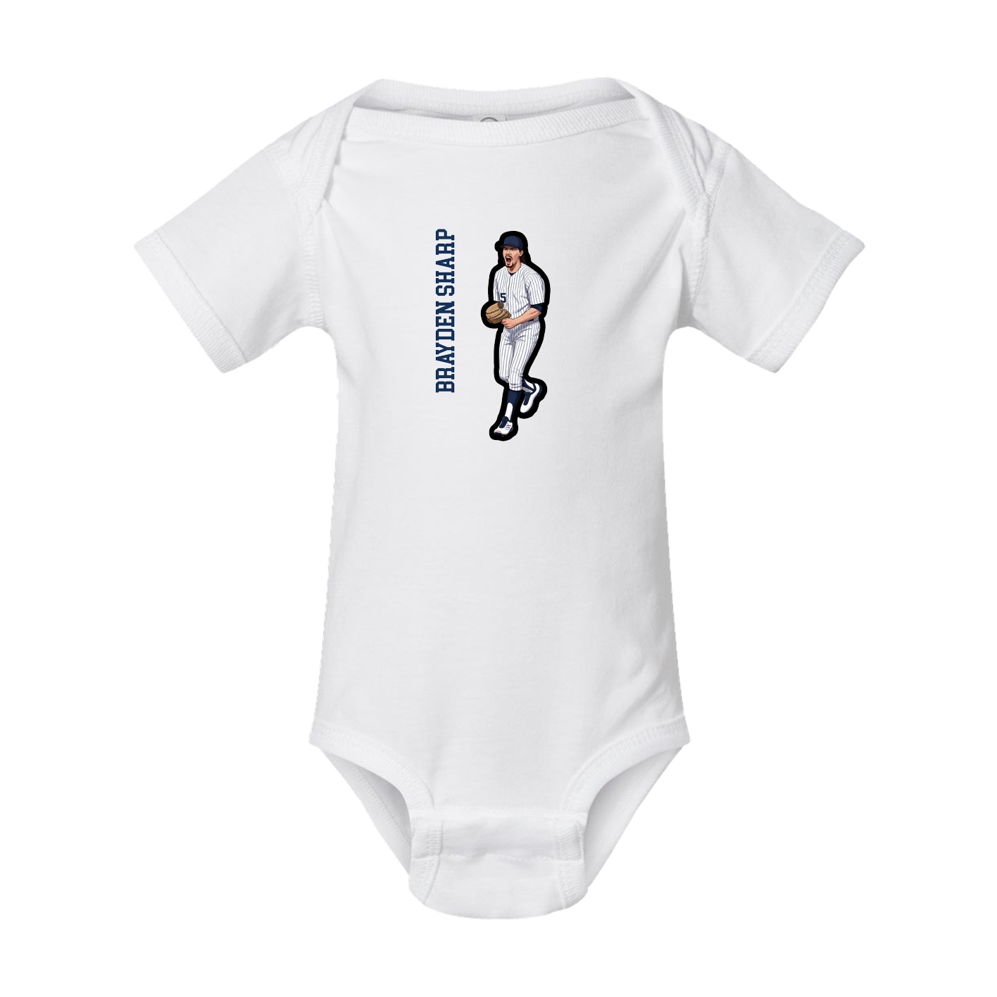 Baby Onesie — Name Vertical in White