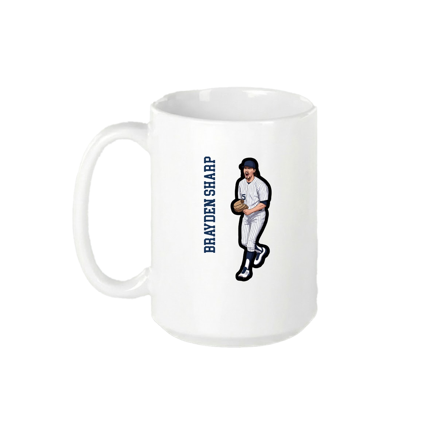 15oz Coffee Mug — Name Vertical in White