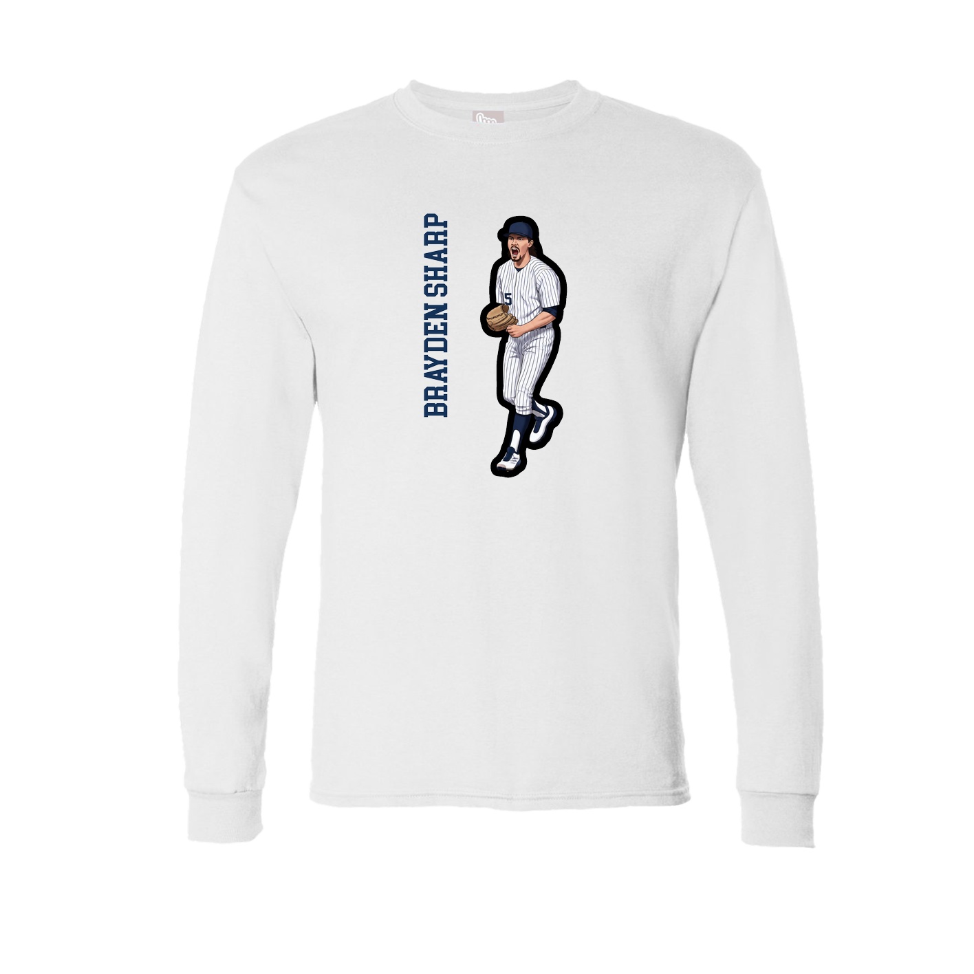 Long Sleeve Tee — Name Vertical in White
